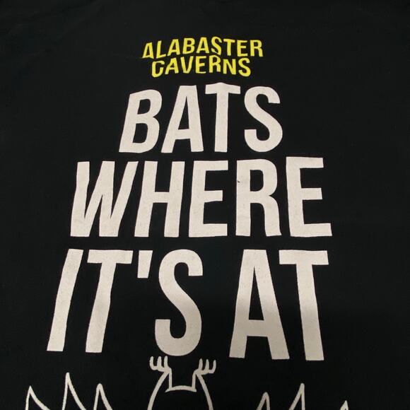 Vintage Alabaster Caverns T Shirt Caves Bats Are Where It's At Size XL Gildan - Picture 2 of 9